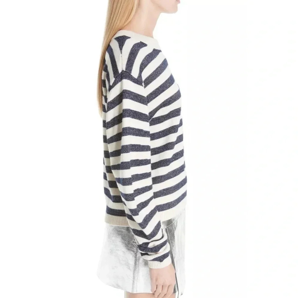 NWOT BA&SH Sunday Striped Wool Jumper Pullover Sweater Ecume Casual Women’s 8 - Picture 3 of 13